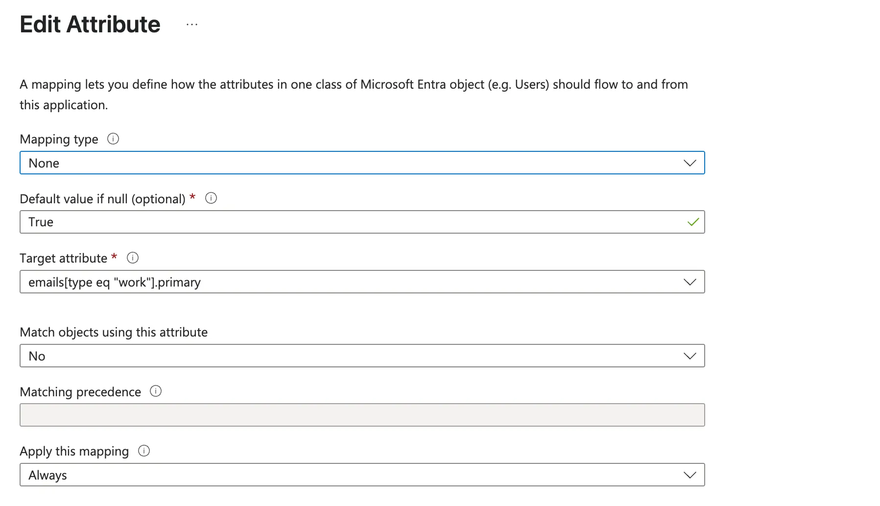 Complete the fields as shown.