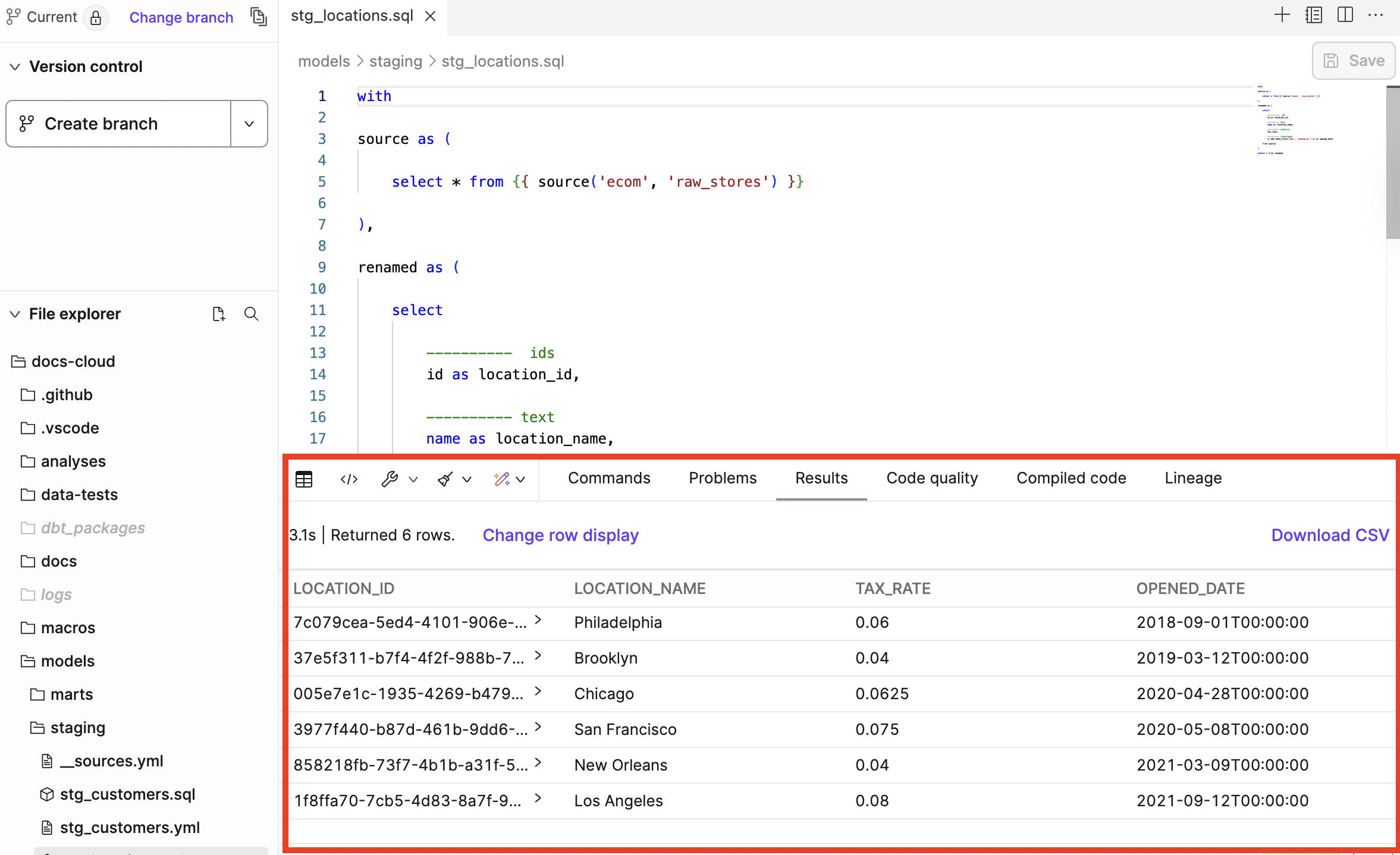 Preview results show up in the Results console tab Preview results show up in the Results console tab